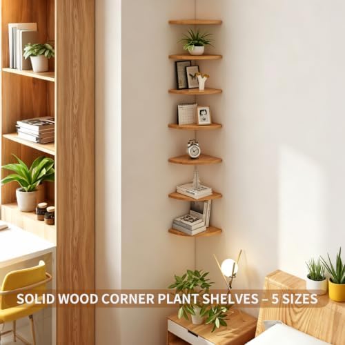 Corner Floating Shelves Set of 2, 10 Inch Solid Wood