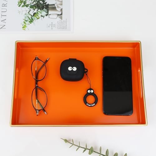 Spsyrine Orange Bathroom Vanity Tray with Handles for Dresser Tops