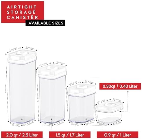 DWËLLZA KITCHEN Airtight Food Storage Containers with Lids - 5 Piece Set - Kitchen Accessories - Pantry Organization and Storage Containers for Food - Clear BPA-Free - Keeps Food Fresh & Dry