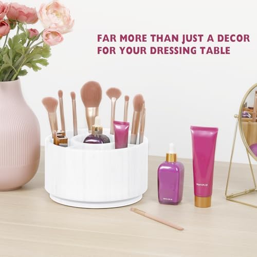 Bamboo Rotating Round Art Supply Organizer, Pencil Holder Desk Organizer