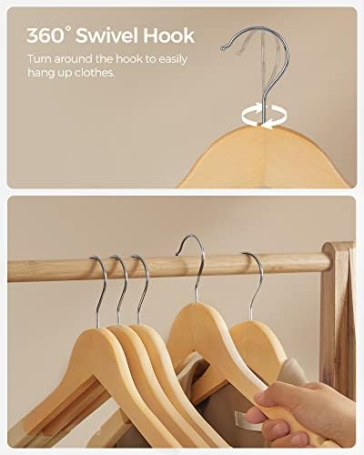 SONGMICS Wooden Hangers, 20-Pack Wood Hangers with Velvet Surface