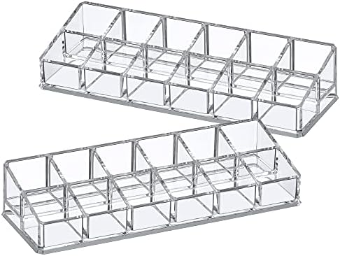Amazing Abby - Glamour - 2-Pack 12-Slot Acrylic Nail Polish Organizer, Lipstick Holder, Lip Gloss Organizer, Cosmetic St