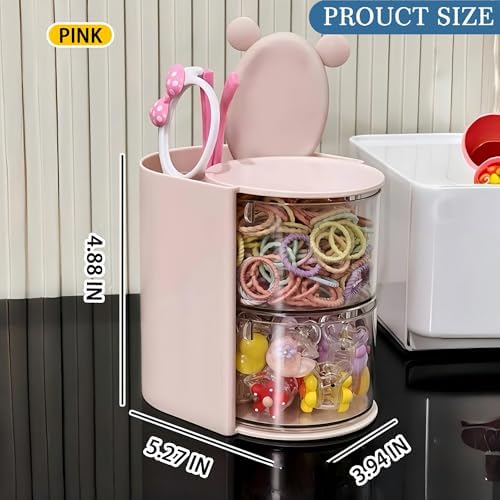 Azurphoric Hair Accessories Organizer with Hair Brush Holder(Pink, 2-Layer)