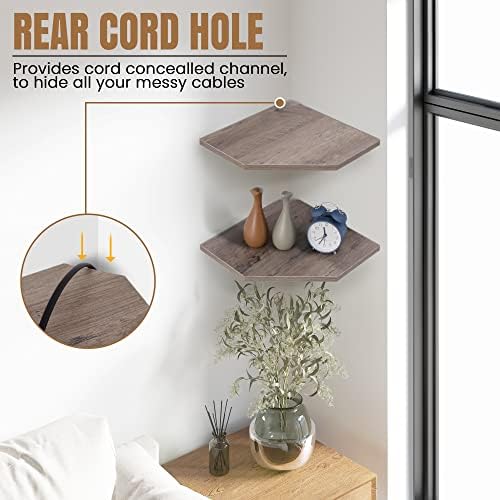 Fun Memories Corner Shelf Wall Mount, Corner Floating Shelves, Set of 4 Corner Wall Shelf Organizer, Rustic Wood Wall St