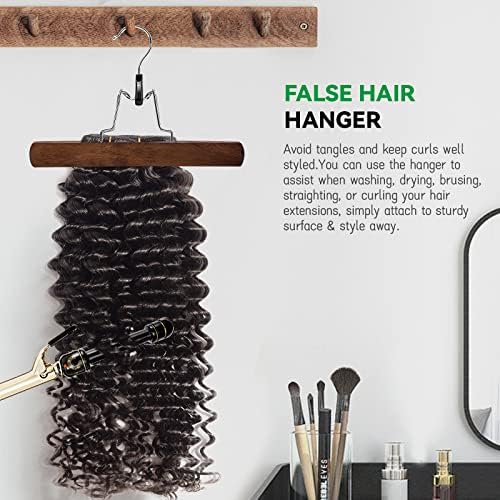 Nature Smile Wooden Pants Skirt Hangers, Smooth Finish Solid Wood Non Slip Jeans Slack Clamp Hangers Hair Extension Hangers (10 Pack Retro)…