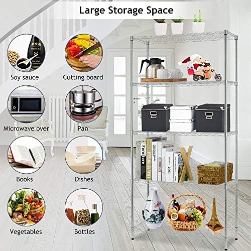 Dkeli 5-Tier Adjustable Heavy Duty Metal Storage Shelves, 250 Capacity Per Shelf, 36" X 14" X 72" Wire Shelving Unit Rac