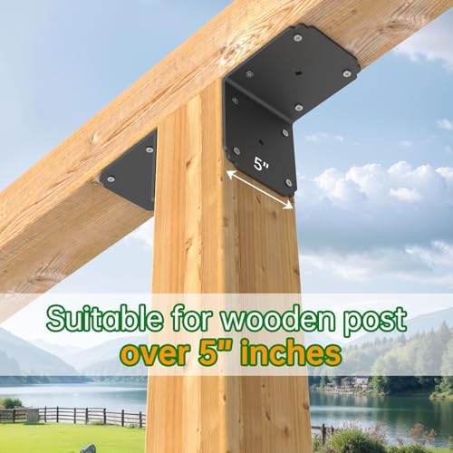 6x6x5 Pergola Brackets,Heavy Duty L Bracket for Wood, (4pcs)