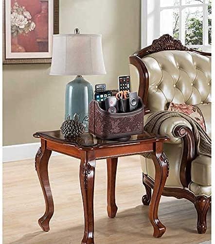 PU Leather Remote Control Organizer with 360° Spinning Design,Desk Organizer for TV Remote,Phone,Pen,Glasse,Mail,Tablet,Calculator,Controller-Home & Office Storage Caddy (Antique Brown) 