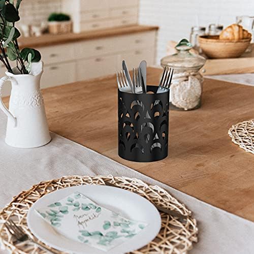 Mango Steam Metal Pen Holder, Stand for Desk - Pencil Cup Organizer for Office, Classroom, Home (Peacock, Black)