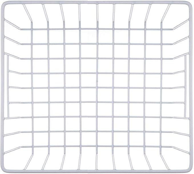 Slideep Fridge Freezer Baskets, Wire Storage Organizer Basket, Household Refrigerator Bin with Built-in Handles for Cabinets, Pantry, Closets, Bedrooms White - Set of 2