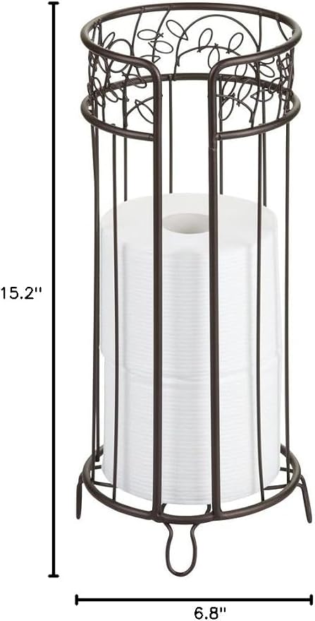 iDesign Metal Toilet Tissue Holder Stand, The Twigz Collection – Holds 3 Rolls of Toilet Paper, 6.8” x 15.2”, Bronze