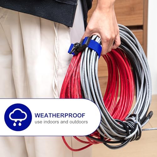 6 Pack Adjustable Extension Cord Holder Straps,Blue