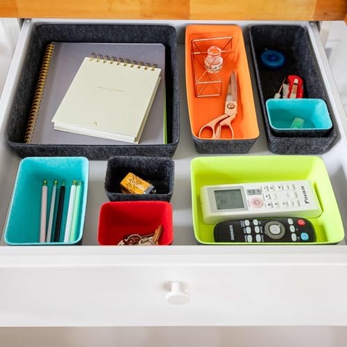 Three by Three Seattle Recycled Felt Storage Bins, Set of 8 – Multicolor
