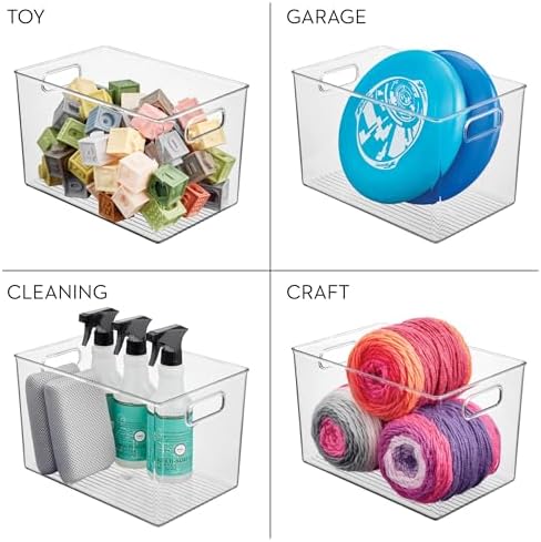 iDesign Storage Bins with Handles, Set of 2, Clear
