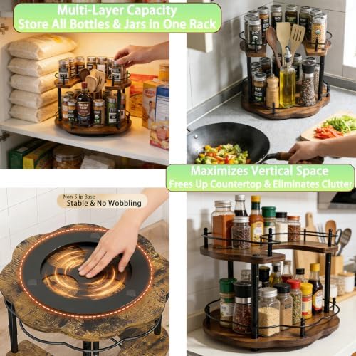 12 Inch Wood Lazy Susan Organizer Spice Rack