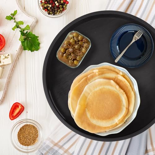 12in Black Bamboo Lazy Susan Turntable with Handle