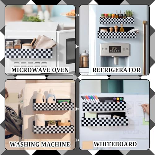 Beeveer 2 Pcs Magnetic Spice Rack for Refrigerator, Checkered