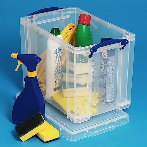 Really Useful Box 19L Stackable Plastic Storage Containers, Clear, 2-Pack