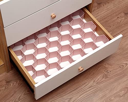 Honeycomb Drawer Divider Suitable for bedroom underwear Socks Cosmetic storage locker sorting 8-piece drawer organizer (Pink)