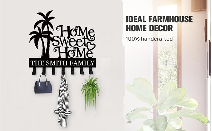 Sweet Home Key Holder for Wall, Key Hanger Decor for Kitchen, Entryway, Hallway, Office, Doorway Housewarming Gifts New Home