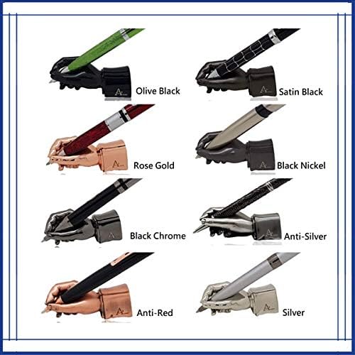 ACELY Executive solid heavy hand shape pen holder metal art craft paperweight for desktop organizer pen stand decoration (Silver)