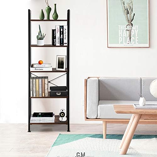 Standing Shelf Unit Wood Bookcase Storage Organizer 5 Tiers Bookshelf Rack for Living Room