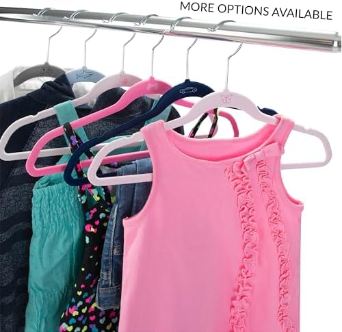 Simplify 25 Pack Kids Velvet Hangers | Slim | Non-Slip Design | Space Saving | Childrens Clothes | Shirts | Pants | Dresses | Baby Nursery | Closet Storage & Organization | Navy
