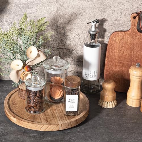 Wood Lazy Susan Turntable Kitchen Decor Round Table Tray, 10" Brown