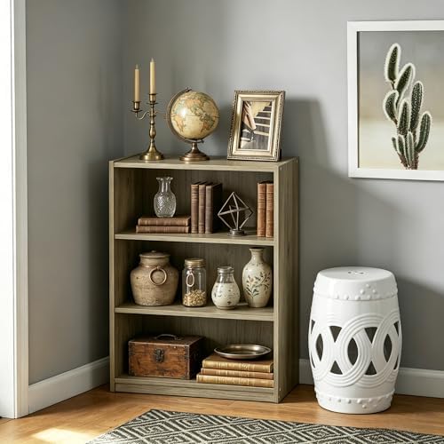 3 Shelf Bookcase, 31.5" H Small Book Shelf for Small Spaces, 3 Tier Bookshelf for Home Office and Dorm, Short Wooden Sto