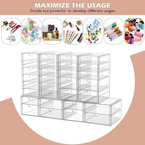 caktraie 6-Pack 30-Drawer Acrylic Storage & Makeup Organizer for Desk