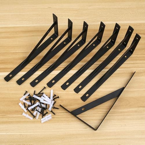 Heavy Duty L Shelf Brackets 8Pcs, Metal Wall Mount Floating Shelf Supports