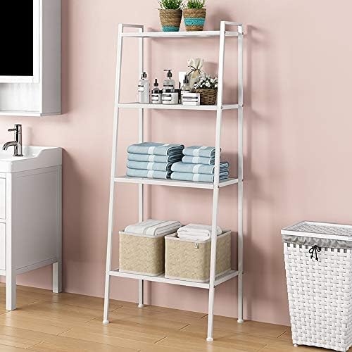 soges Industrial Ladder Shelf Bookcase 4-Tier Bookshelf Storage Rack Shelves Free Standing Metal Display Shelf Plant Flo