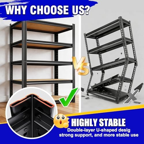 Garage Shelving,3 Tier Garage Storage Shelves,Adjustable Heavy Duty Metal Shelving Units and Storage Large Rack,Utility