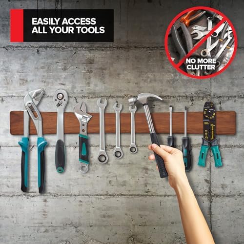 24 Inch Acacia Wood Magnetic Knife Holder with Multipurpose Use, Magnetic Knife Holders for Kitchen, Wooden Knife Rack,