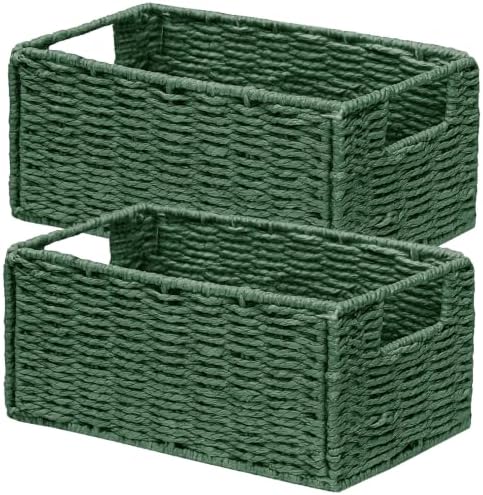 Vagusicc Small Wicker Storage Basket, Collapsible Baskets for Organizing