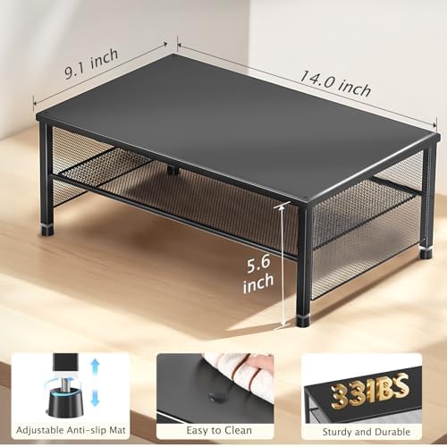 ECOLOVI 2-Tier Computer Monitor Stand Riser, Printer & Laptop Stand, Office Desk Accessories, Workspace Desk Organizer f