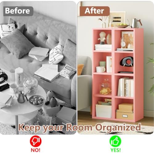 4-Tier Tall Narrow Bookshelf,Slim Bookcase with Open Cubes