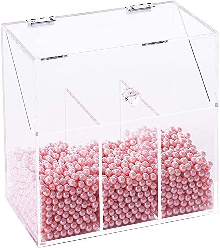 Newslly Clear Acrylic Makeup Organizer with 3 Brush Holder Compartment and Dustproof Lid, Cosmetic Brush Storage Box wit