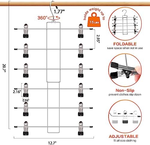 3 Pack Pants-Hangers-Space-Saving, 6 Tier-Closet-Organizers-and-Storage