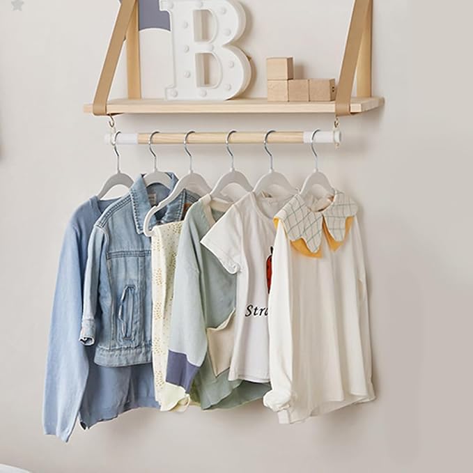 Stormix Baby Velvet Hangers 16 Pack, Kids Non-Slip Felt Hangers with Shoulder Notches, Thin Space Saving Hangers for Closet Organization, 360° Swivel Hook for Toddler's Clothes - White