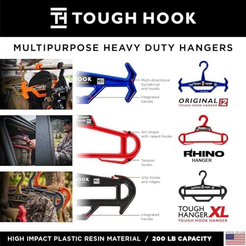 Tough Hook Original Heavy Duty Hangers, USA-Made, Police & Scuba, 4 Blue