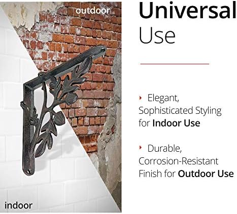 NACH Decorative Shelf Brackets, 4 Pack of 7 x 1.8 x 7 inch, Black Cast Iron Rustic Shelf Brackets - Metal Shelf Brackets