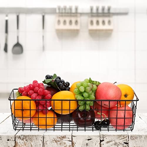 Hedume 3 Pack Metal Wire Storage Organizer Basket, 16.2" x 6.3" x 4.4" Bin Basket with Handles, Versatile Organizer for