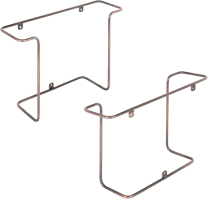 MyGift Modern Metal Wire Wall Mounted Vinyl Records Storage Racks, Hanging LP Record Holders, Floating Album Cover Display Shelves, Set of 2 (Vintage Copper-2 Pcs)
