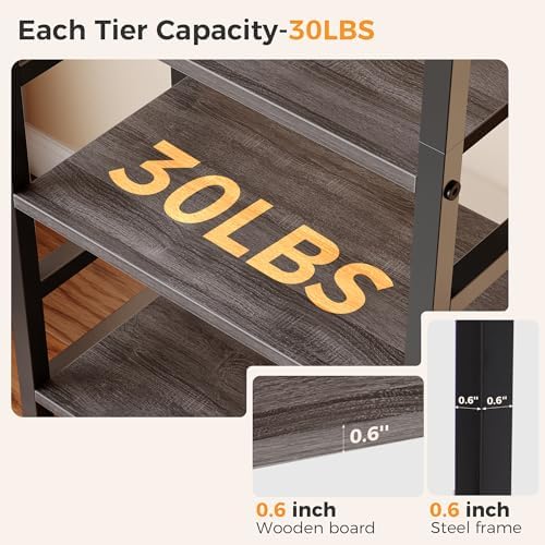 DUMOS 5-Tier Bookshelf, Modern Tall Bookcase Book Shelf