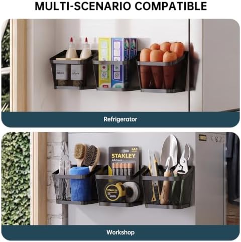 3Pcs Magnetic Spice Rack for Refrigerator, Black Magnetic Shelves(Small)