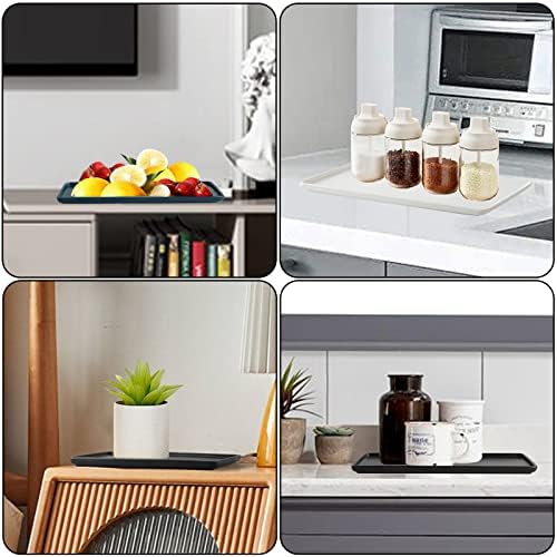 Ceramic Bathroom Tray, Modern Countertop Vanity Organizer, Porcelain Rectangular Soap & Perfume Tray, Water-Resistant Dr