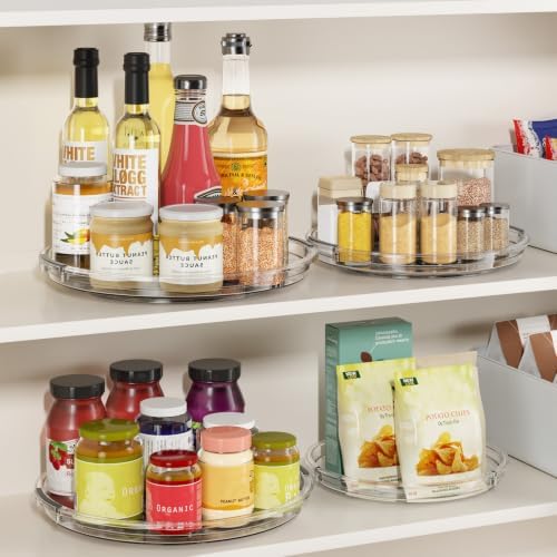 LAMU 3 Pack 9'' Lazy Susan Organizer Turntable for Cabinet, Pantry Organizers and Storage, Rotating Condiment Organizer