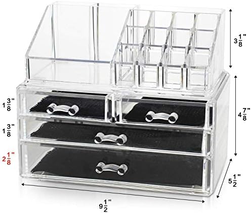 Navor Acrylic Makeup Organizer and Cosmetic Make Up Organizer Countertop Storage Box Brush Holder Clear Jewelry Organize