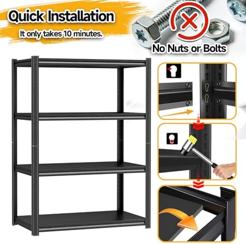 PRESTELION 2-Tier Metal Bookshelf, Adjustable Industrial Bookcase, 22" Tall